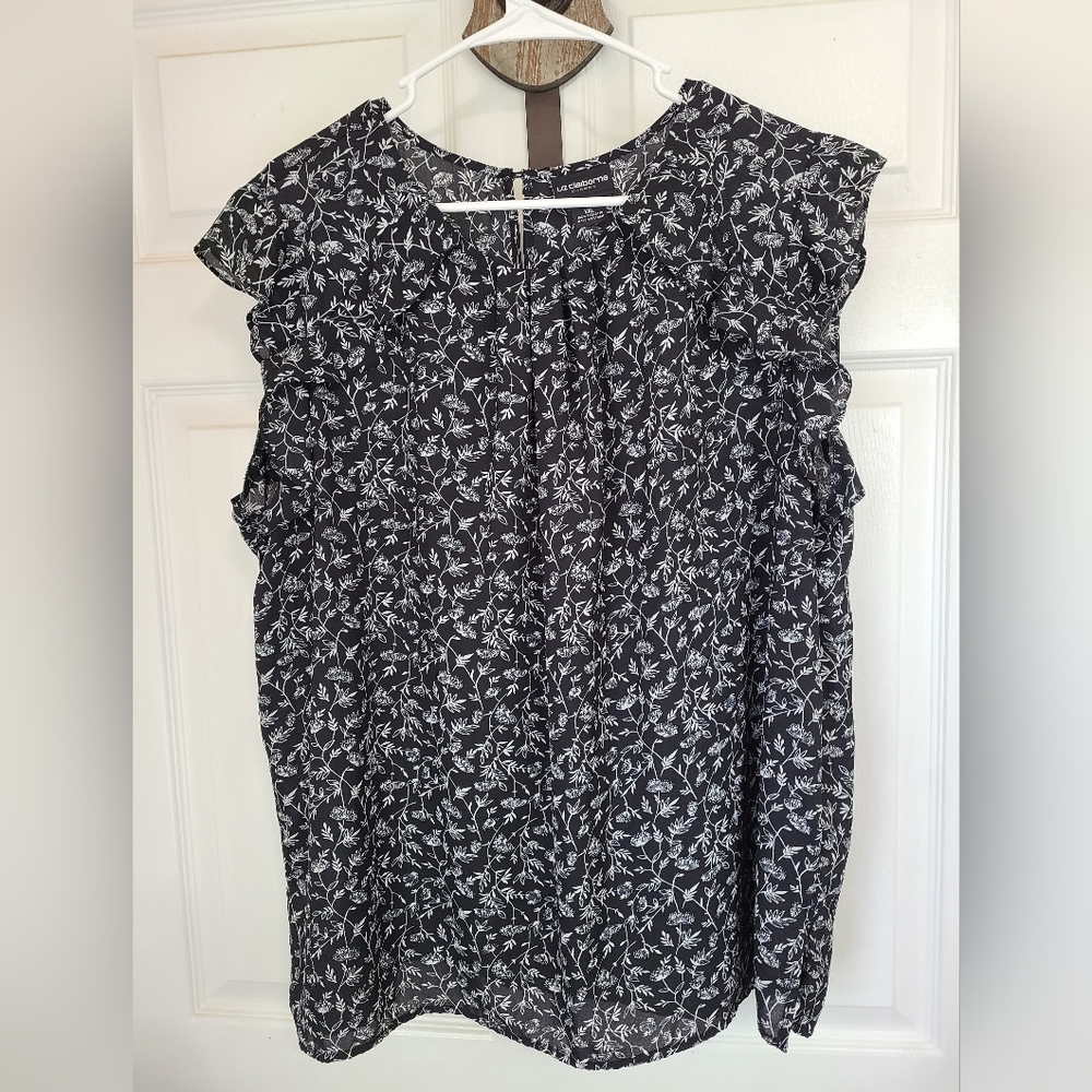 (1220) Liz Claiborne Woman's Sleeveless Blouse, Size: XXL Color: Black